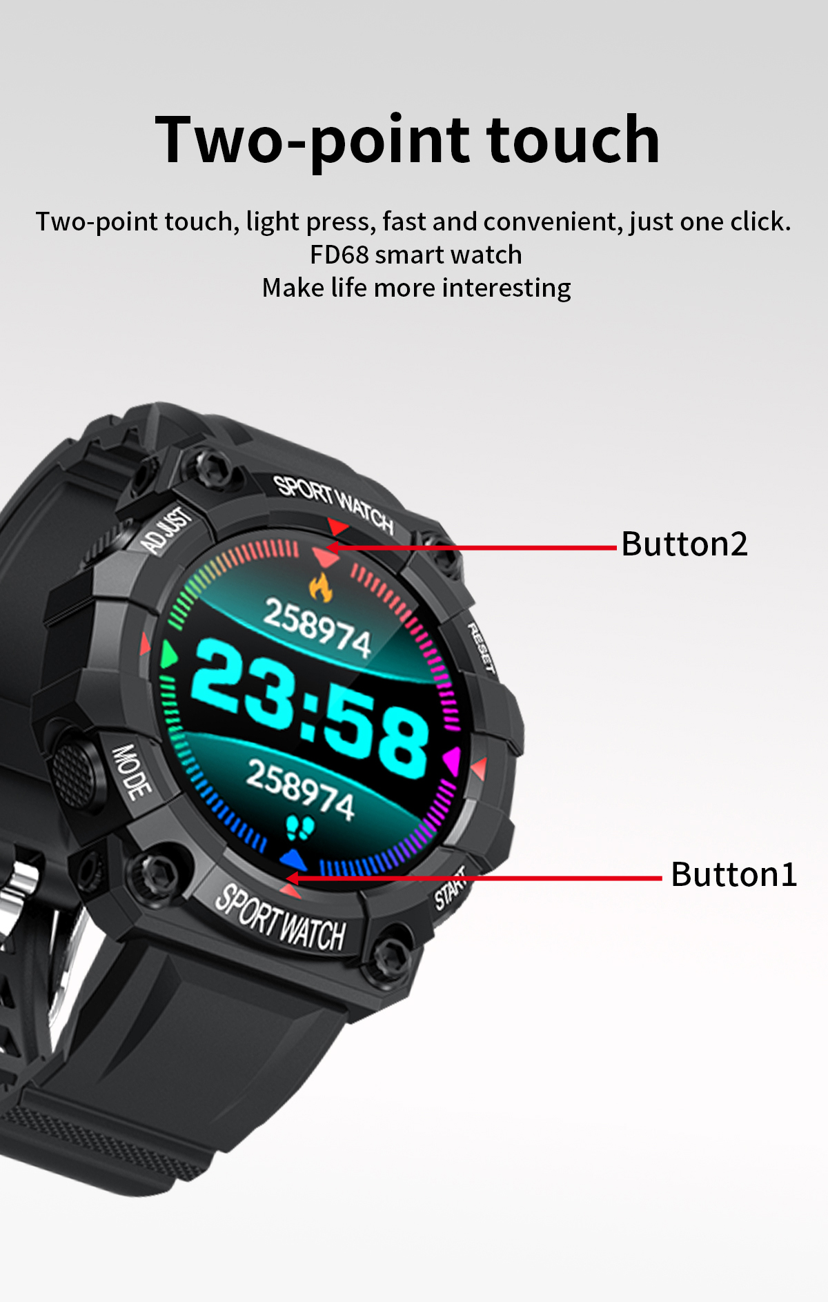 Military Smart Watch Waterproof Heart Rate Tracker Fitness Wristband ...