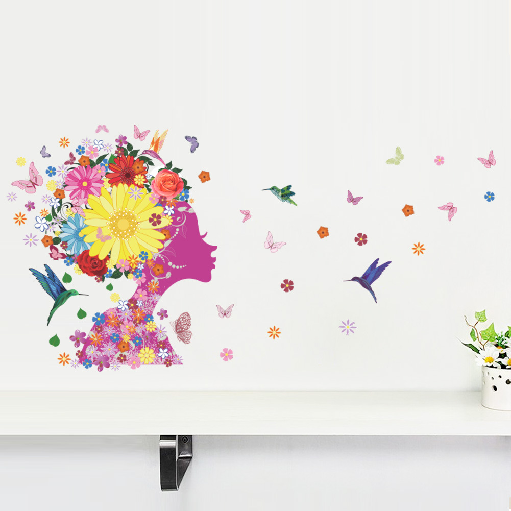Details About Family Wall Stickers Flower Girl Removable Diy Vinyl Mural Home Room Decal Decor