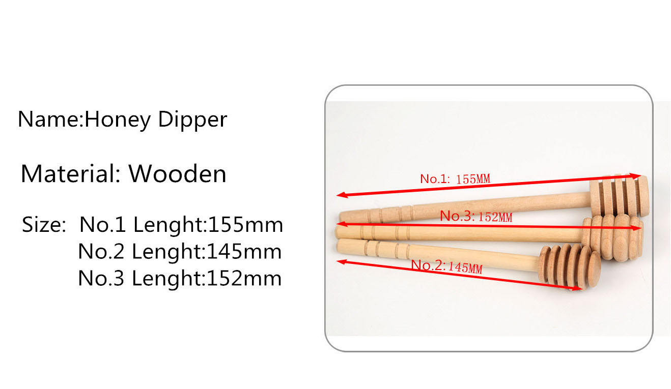 2pcs Wooden Honey Dipper Wood Stirring Stick Jam Rod Spoon Dip Drizzler
