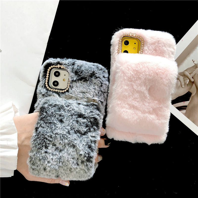 Soft Warm Plush Fluffy Phone Case Cover Comfy Faux Fur For iPhone 11