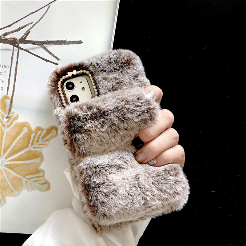 Soft Warm Plush Fluffy Phone Case Cover Comfy Faux Fur For iPhone 11