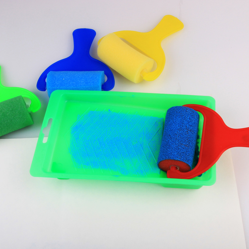 4pcs/set Sponge Paint Brushes Roller Stippler Dabber for Kids Creative