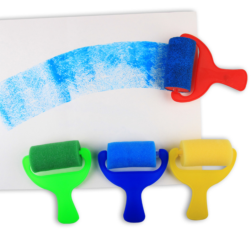 4pcs/set Sponge Paint Brushes Roller Stippler Dabber for Kids Creative