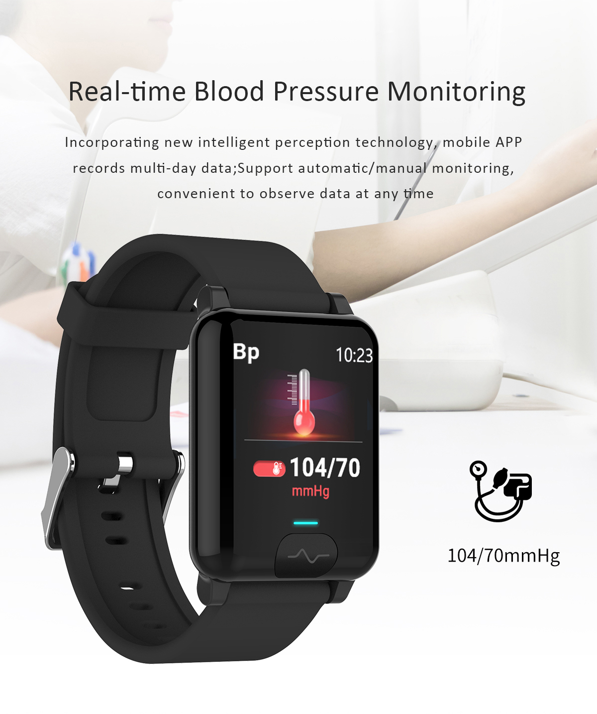 Smart Watch PPG+ECG Blood Oxygen Pressure Heart Rate Body Temperature ...