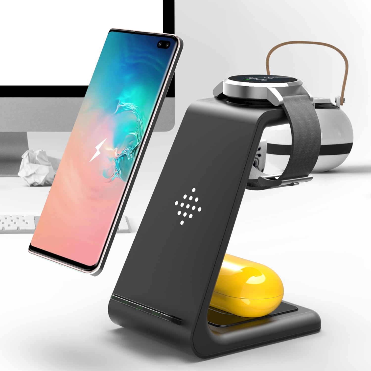 3in1 Fast Wireless Charger Dock For Charging Samsung Galaxy Phone Watch 
