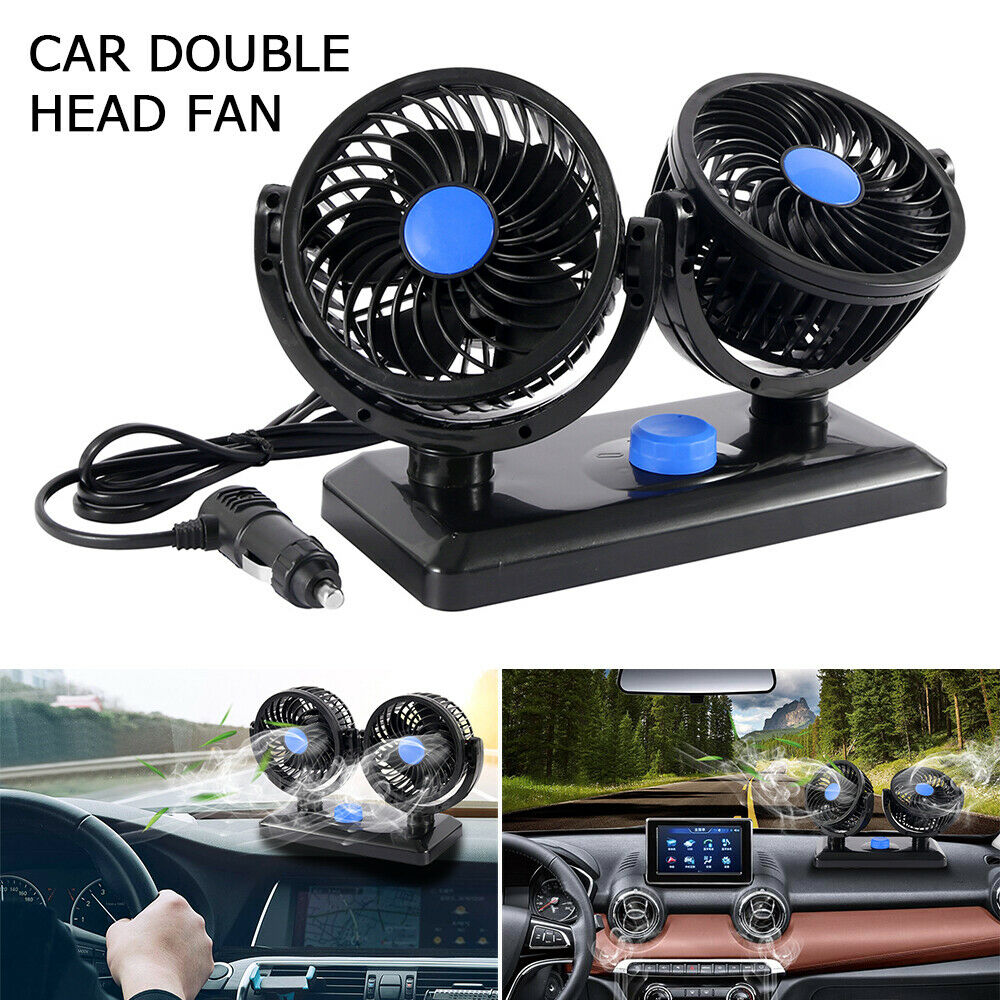 Dual Head Portable Air Conditioner For Car 12V DC Plug In Vehicle Fan Dash Mount