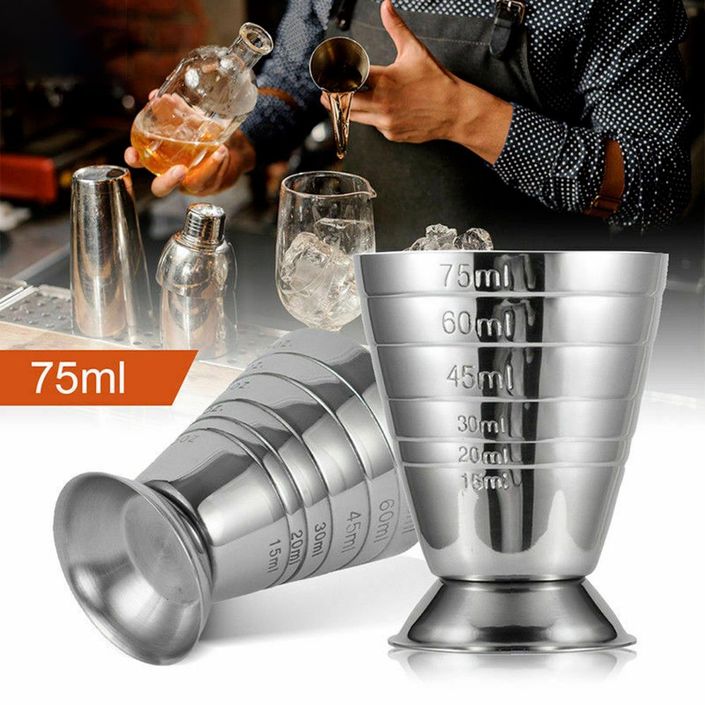 75ml Stainless Spirit Cocktails Measure Cup Jigger Alcohol Bartending