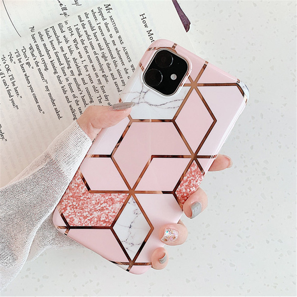 Geometric Marble Case For iPhone 11 Pro XR XS Max X 8 7 Plus Soft